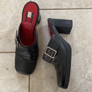 Calvin Klein Black Square Toe Heels 7.5